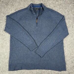 Smartwool Sweater Mens XL Blue Wool Blend 1/4 Zip Pullover Super Soft